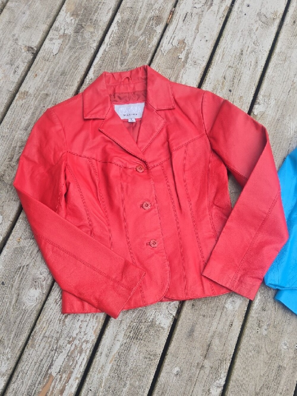 Wilsons Leather Red and Bright Blue And Gray Jackets For Small Womens. - Picture 3 of 11
